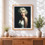 Finished marilyn monroe fine art portrait cross stitch artwork displayed