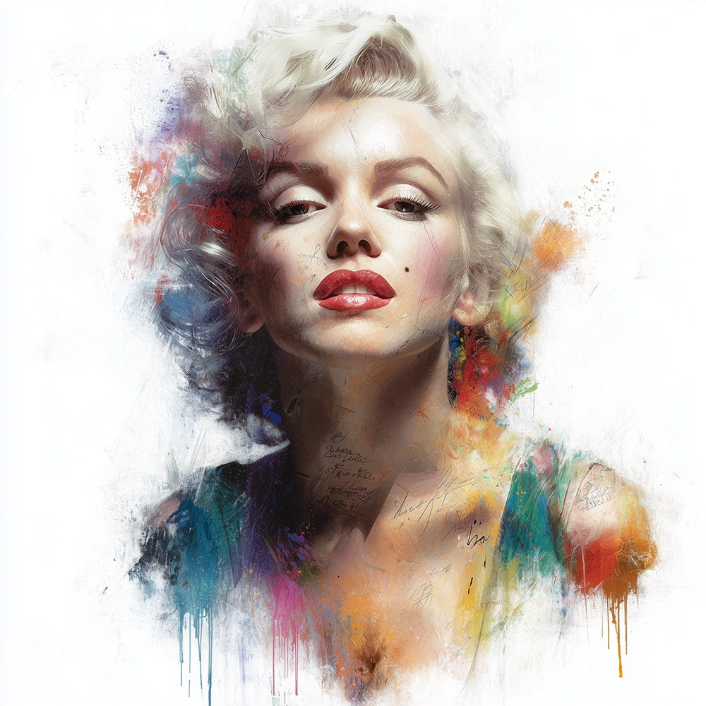 Marilyn monroe paint splatter portrait cross stitch kit for beginners