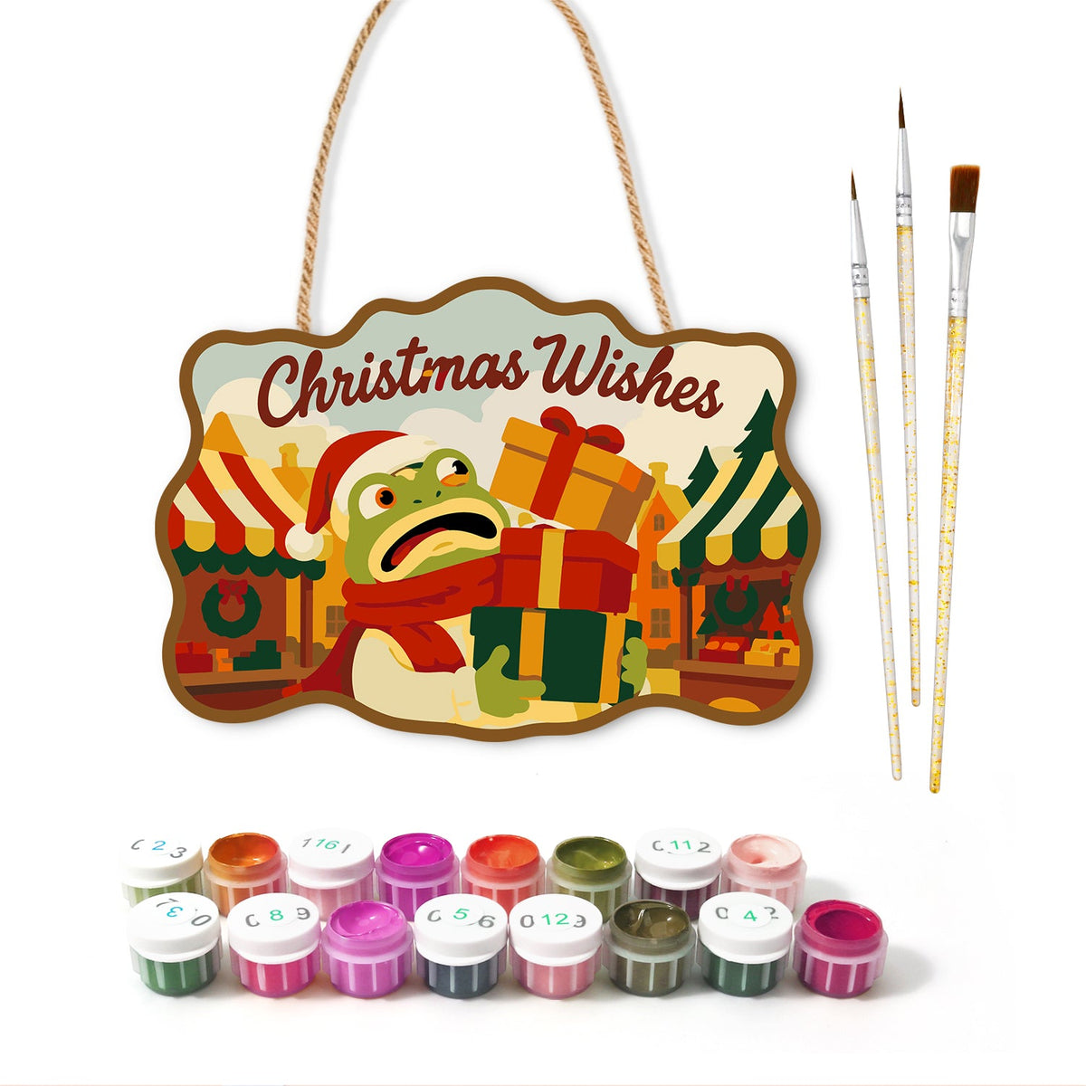 Market gift stack paint by numbers door hanger with paints and brushes