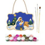 Mary and baby jesus paint by numbers door hanger with paints and brushes