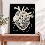 Finished mechanical pearl heart pearl diamond painting artwork displayed as home decor