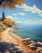 Mediterranean coastal path cross stitch kit for beginners