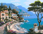 Mediterranean coastal village paint by numbers kit for beginners