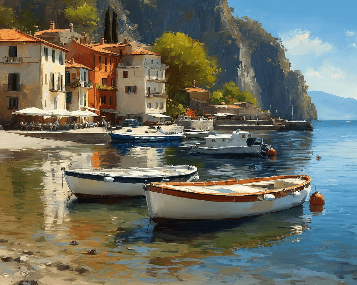 Mediterranean harbour cross stitch kit for beginners