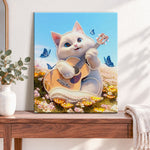 Finished melody in wild meadow pearl diamond painting artwork displayed as home decor