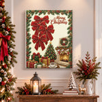 Finished merry christmas home decor motif pearl diamond painting artwork displayed as holiday home decor