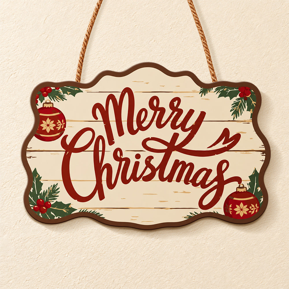 Merry christmas ornaments paint by numbers door hanger finished design