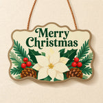 Merry christmas poinsettia paint by numbers door hanger finished design