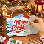 Merry christmas santa hat and bell paint by numbers door hanger painting process
