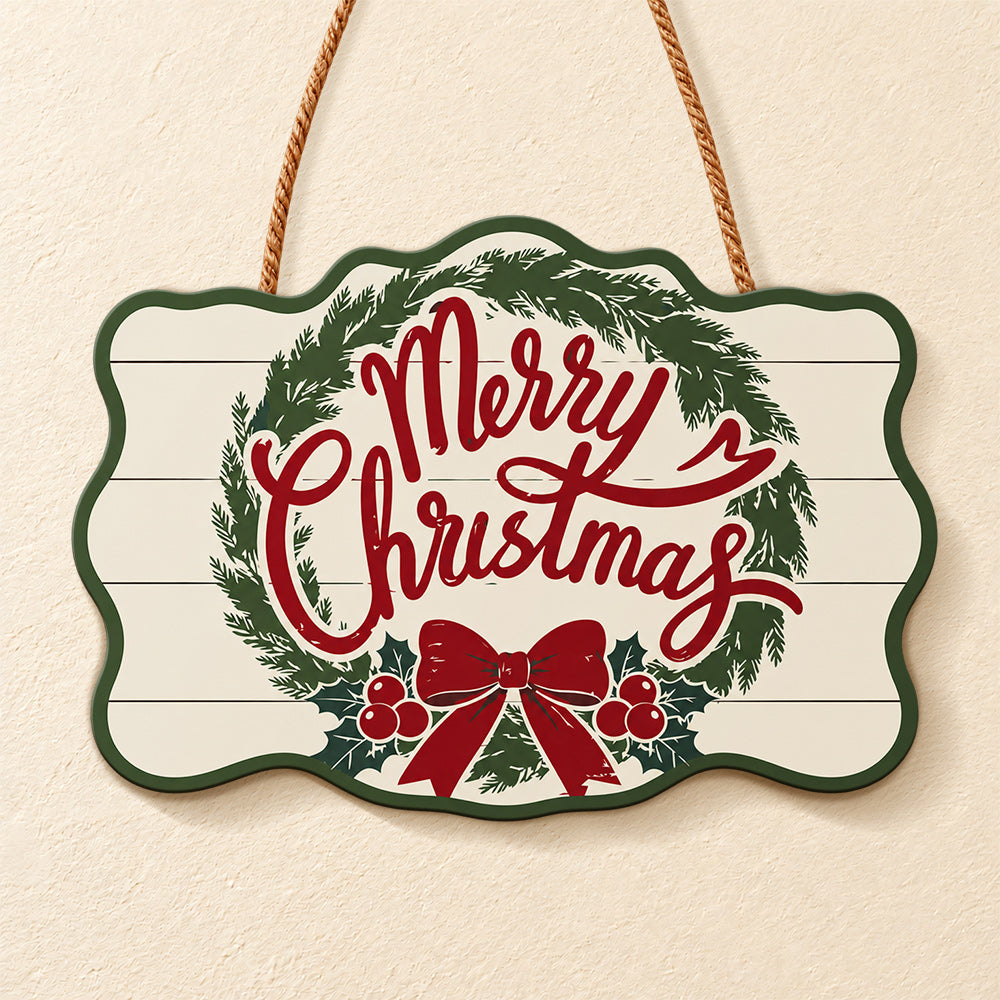 Merry christmas wreath paint by numbers door hanger finished design