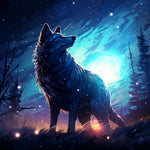 Midnight wolf in the pines cross stitch kit for beginners