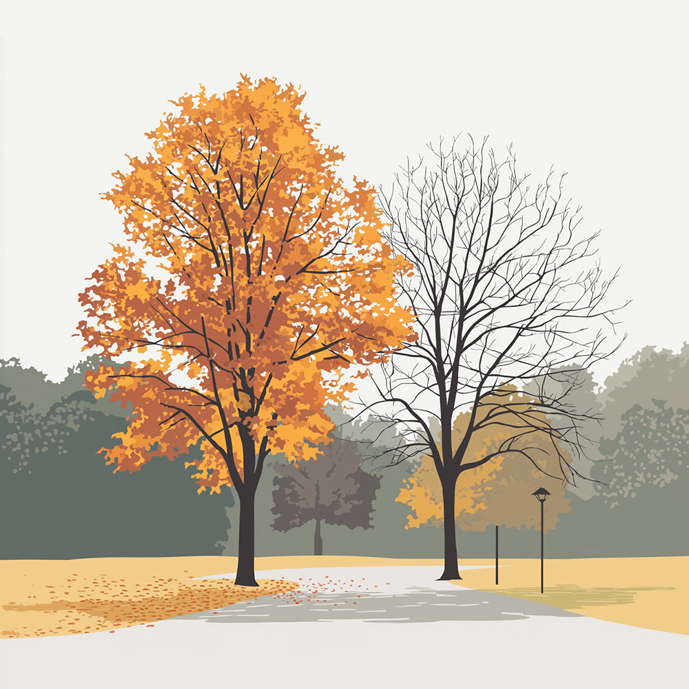 Minimalist autumn trees cross stitch kit for beginners