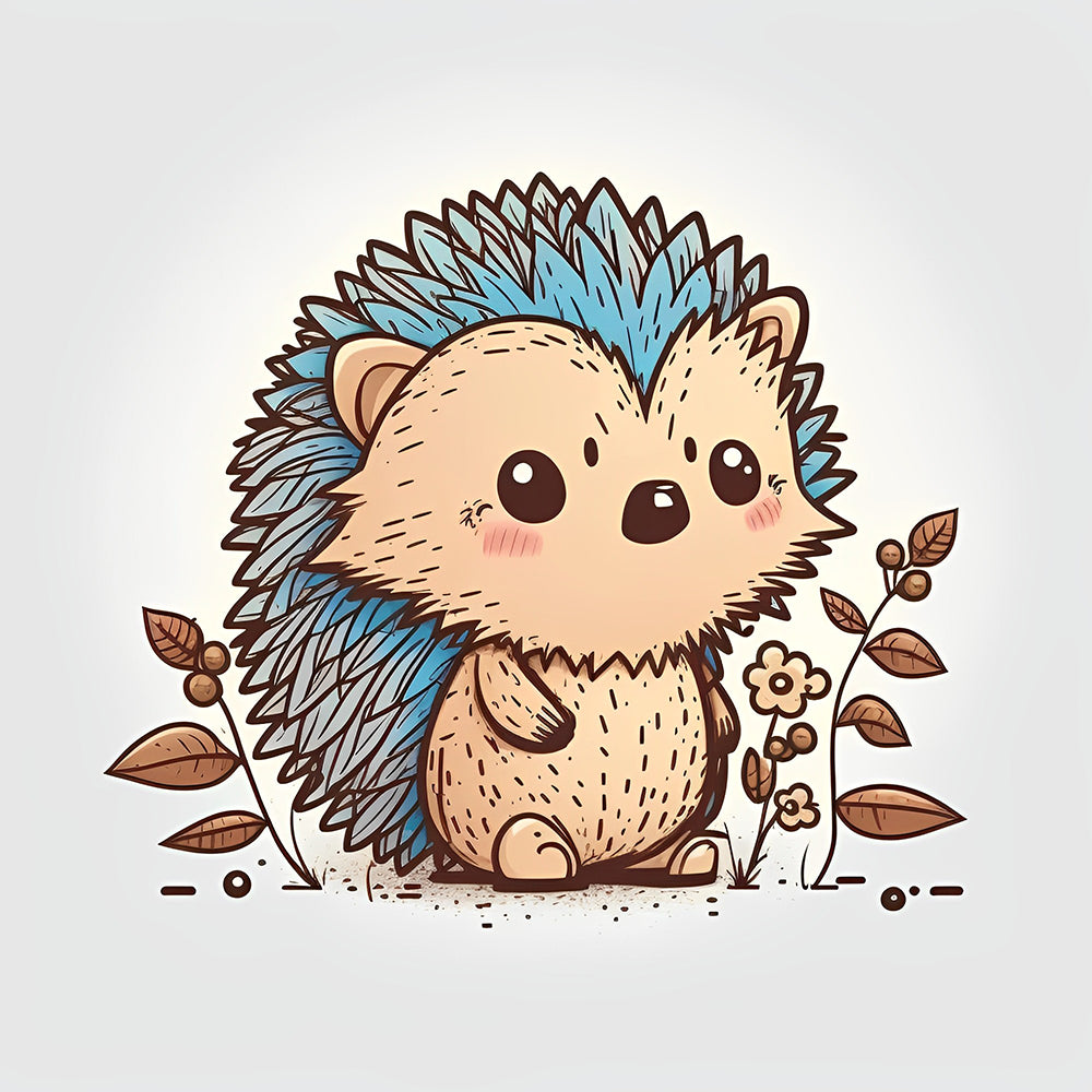 Minimalist blue hedgehog cross stitch kit for beginners