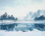 Minimalist blue mountain lake paint by numbers kit for beginners