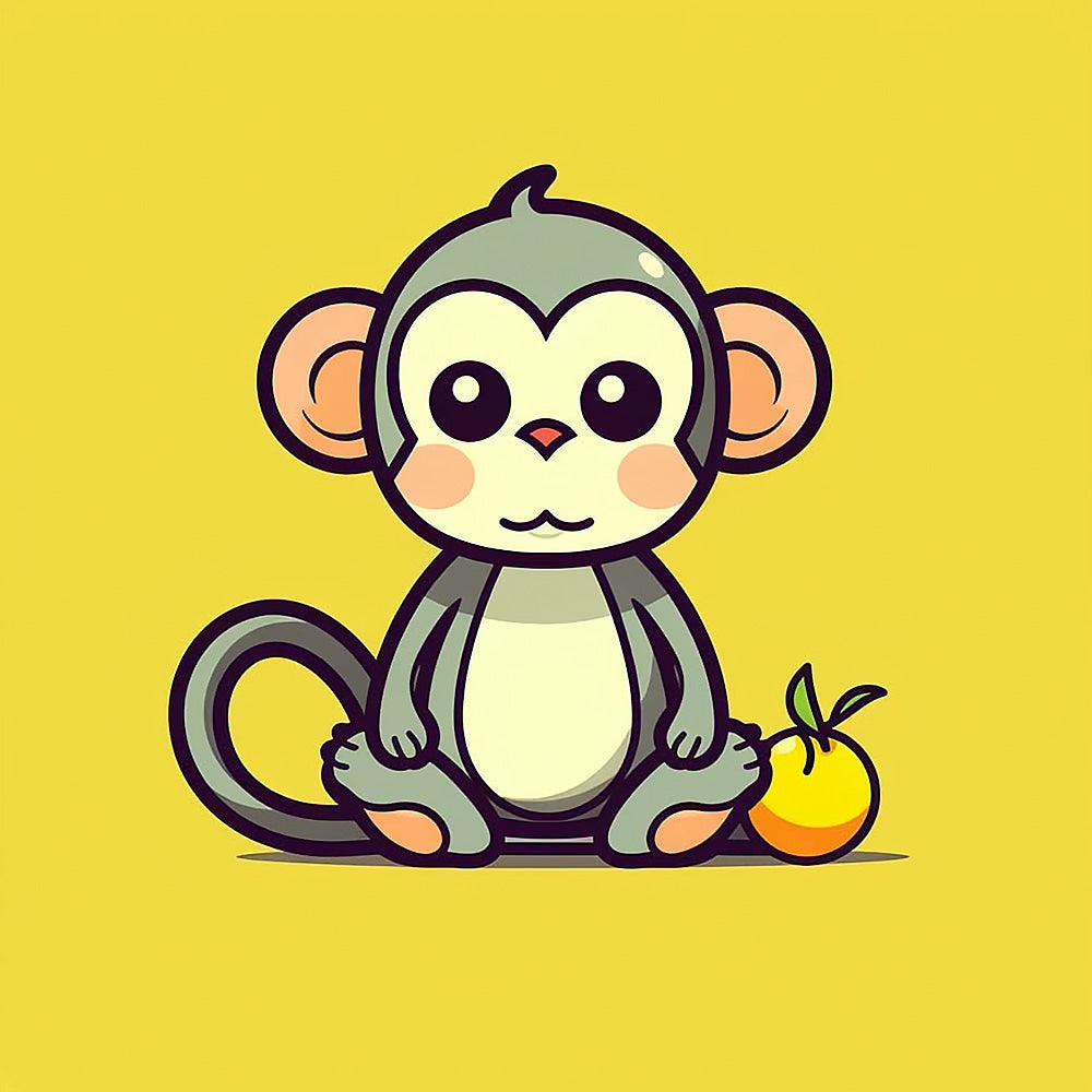 Minimalist cute monkey cross stitch kit for beginners