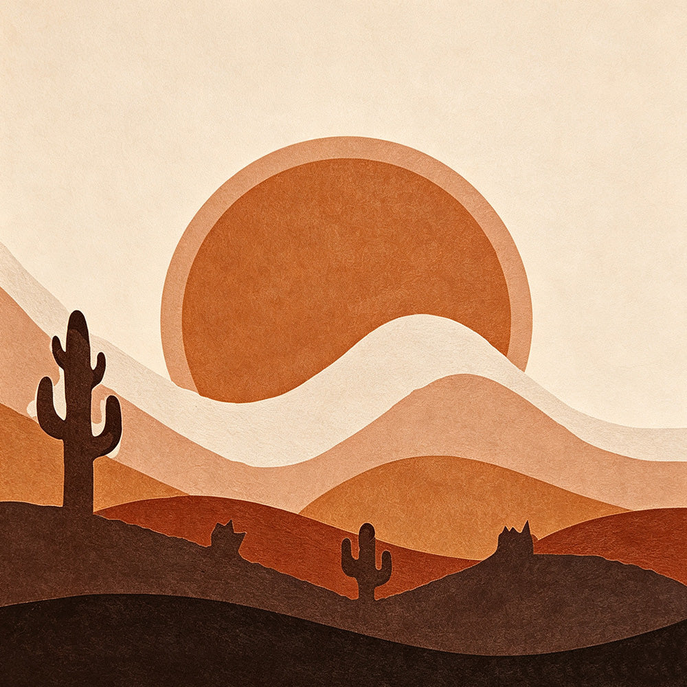 Minimalist desert sunset and cactus cross stitch kit for beginners