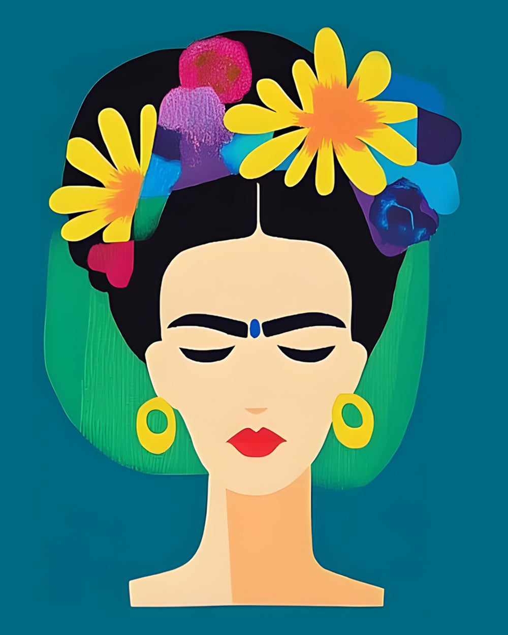 Minimalist frida kahlo illustration cross stitch kit for beginners