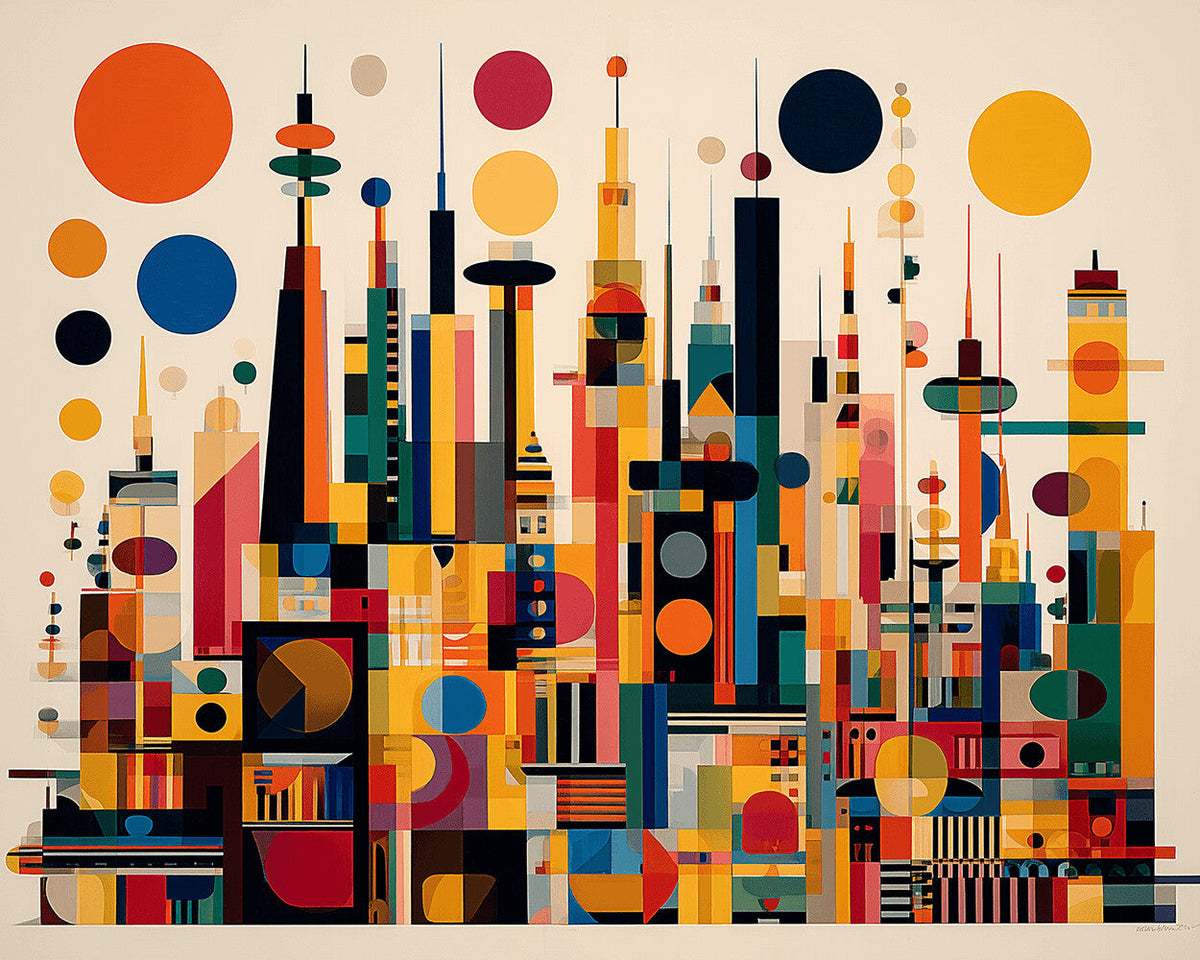 Minimalist geometric city cross stitch kit for beginners