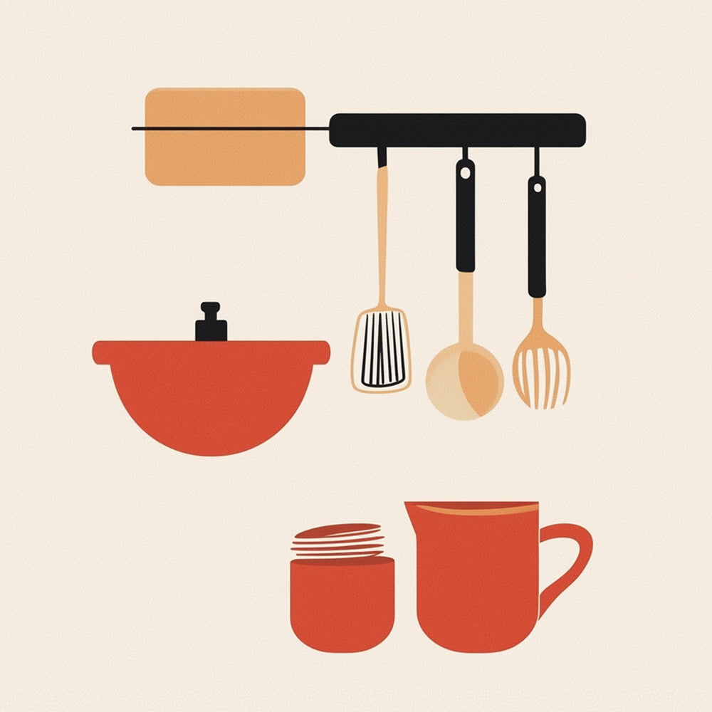 Minimalist hanging kitchenware cross stitch kit for beginners