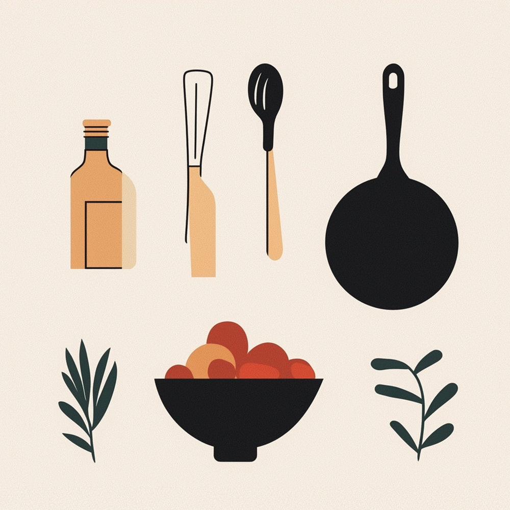 Minimalist kitchen utensils set cross stitch kit for beginners