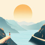 Minimalist mountains at sunrise cross stitch kit for beginners