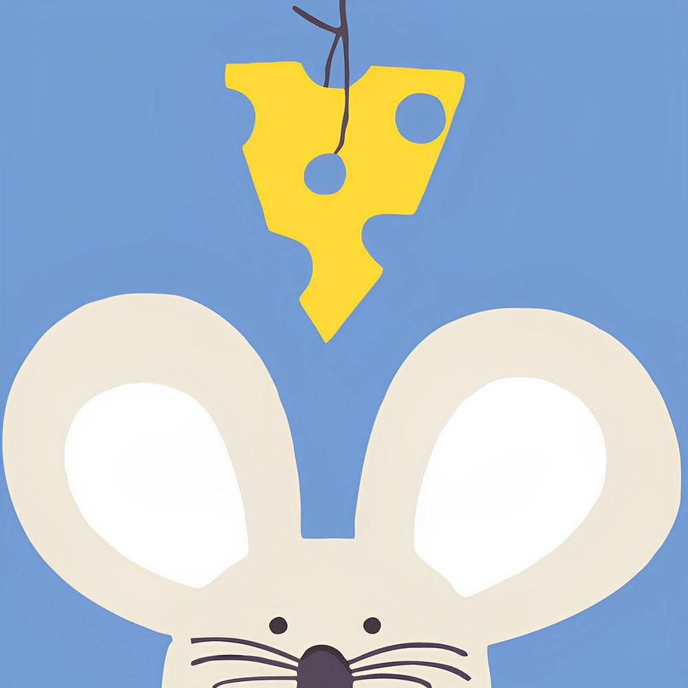 Minimalist mouse and cheese cross stitch kit for beginners