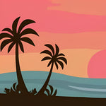 Minimalist palm tree sunset cross stitch kit for beginners