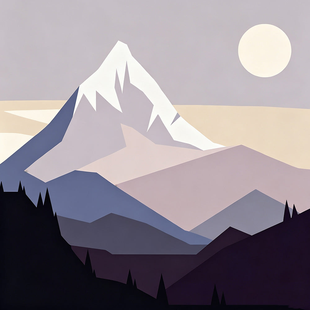 Minimalist snowy mountain cross stitch kit for beginners