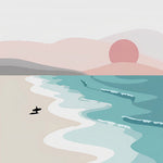 Minimalist surfer beach cross stitch kit for beginners