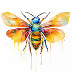 Minimalist watercolour bee with drip effect cross stitch kit for beginners