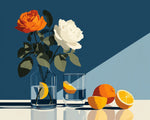 Minimalist white and orange roses paint by numbers kit for beginners