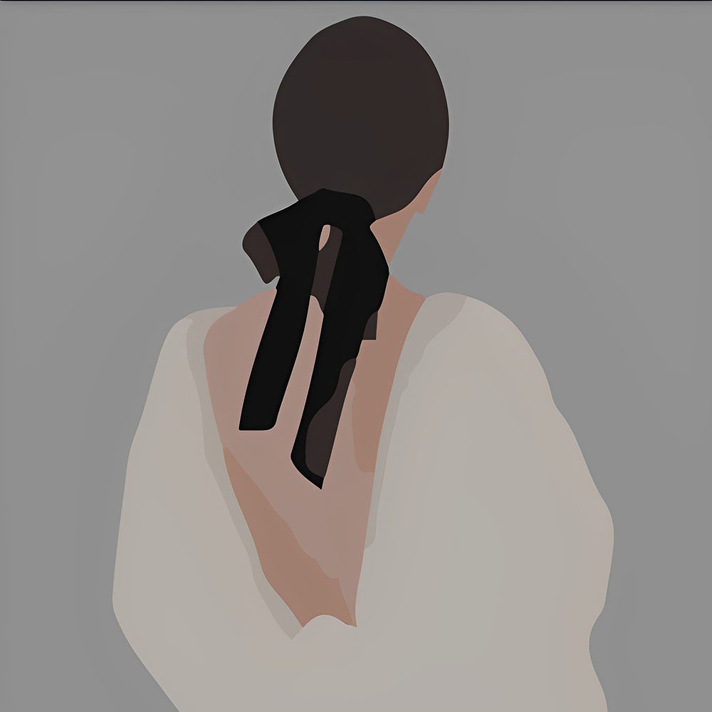 Minimalist woman with black bow paint by numbers kit for beginners
