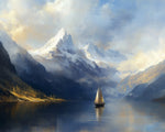 Misty mountain and sailboat paint by numbers kit for beginners