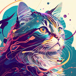 Modern abstract colourful cat cross stitch kit for beginners