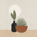Modern abstract potted plants cross stitch kit for beginners