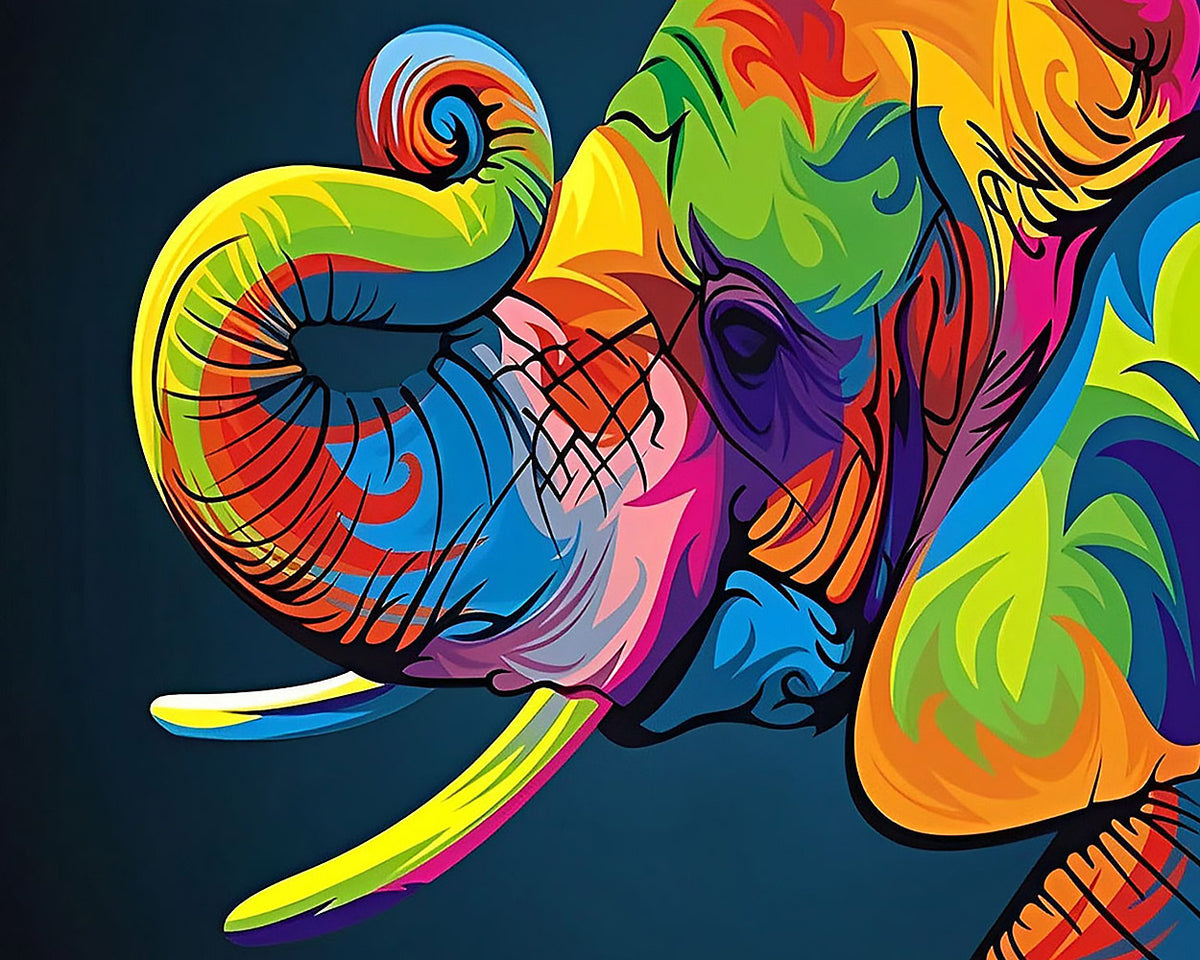 Modern graffiti style elephant cross stitch kit for beginners