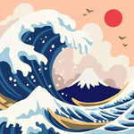 Modern great wave off kanagawa paint by numbers kit for beginners