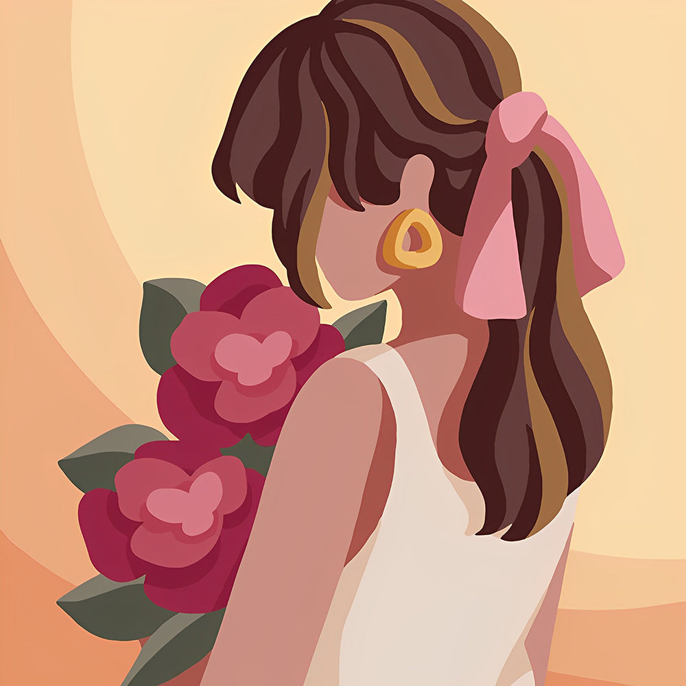 Modern minimalist floral portrait cross stitch kit for beginners