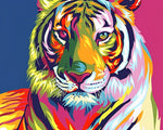 Modern pop art rainbow tiger cross stitch kit for beginners