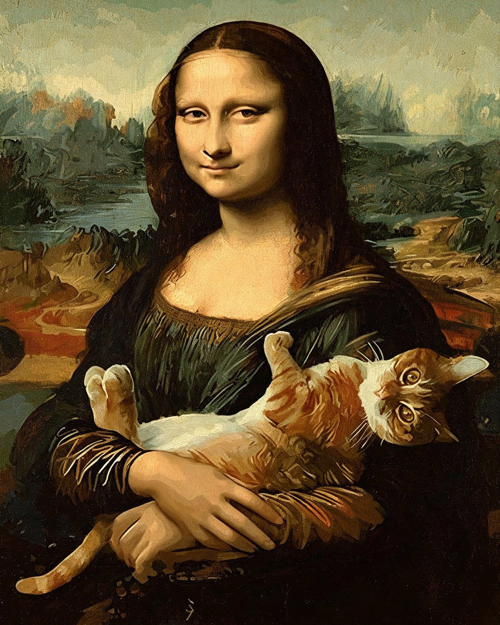 Mona lisa with a ginger cat cross stitch kit for beginners