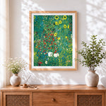 Finished monet style wildflower meadow cross stitch artwork displayed