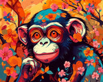 Monkey among pink flowers paint by numbers kit for beginners