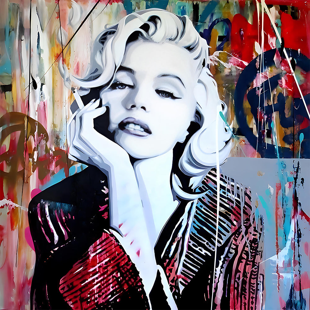 Monochrome marilyn monroe with graffiti paint by numbers kit for beginners