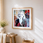 Monochrome marilyn monroe with graffiti paint by numbers artwork displayed on wall as home decor