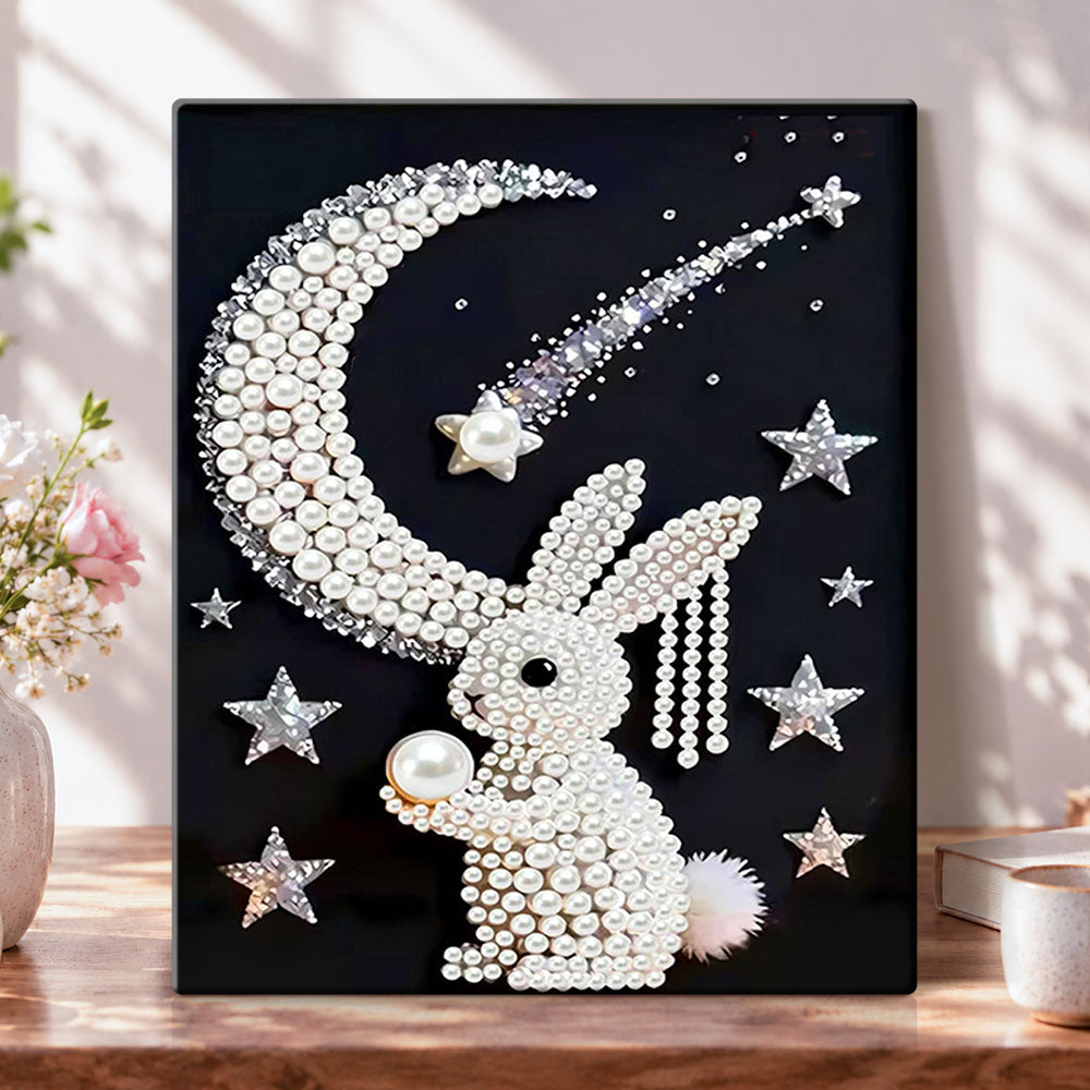 Moon bunny pearl diamond painting kit for beginners