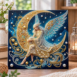 Moon fairy with wings pearl diamond painting kit for beginners