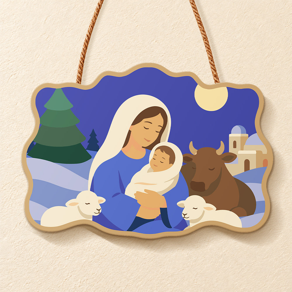Moonlight holy embrace paint by numbers door hanger finished design