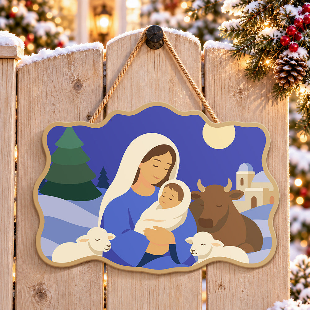 Moonlight holy embrace paint by numbers door hanger on a garden gate