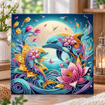 Moonlit dolphin fantasy pearl diamond painting kit for beginners