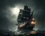 Moonlit ghost ship cross stitch kit for beginners